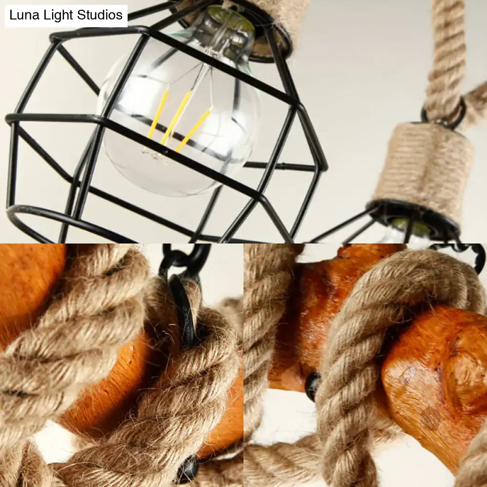 Rustic branch and leaf cage pendant light fixture kitchen chandelier