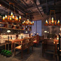 Rustic brown candle island lighting fixture dining room chandelier