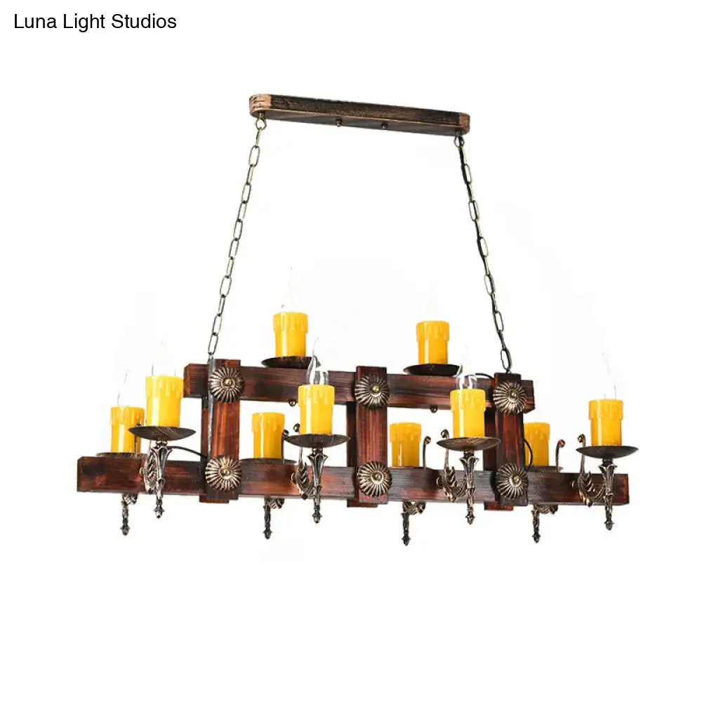 Rustic brown candle island lighting fixture dining room chandelier