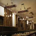 Rustic brown finish wood beam light fixture dining room pendant