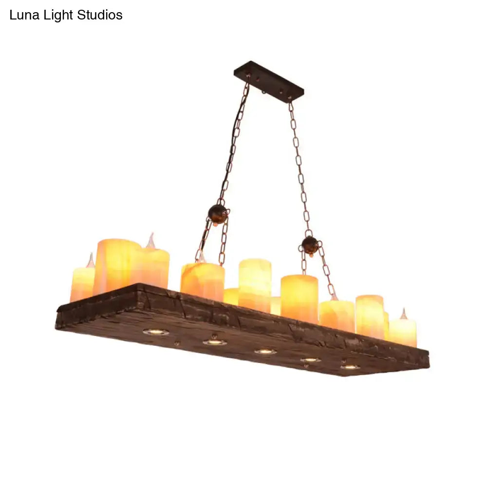 Rustic dark wood and amber candle light fixture dining room 220v-240v