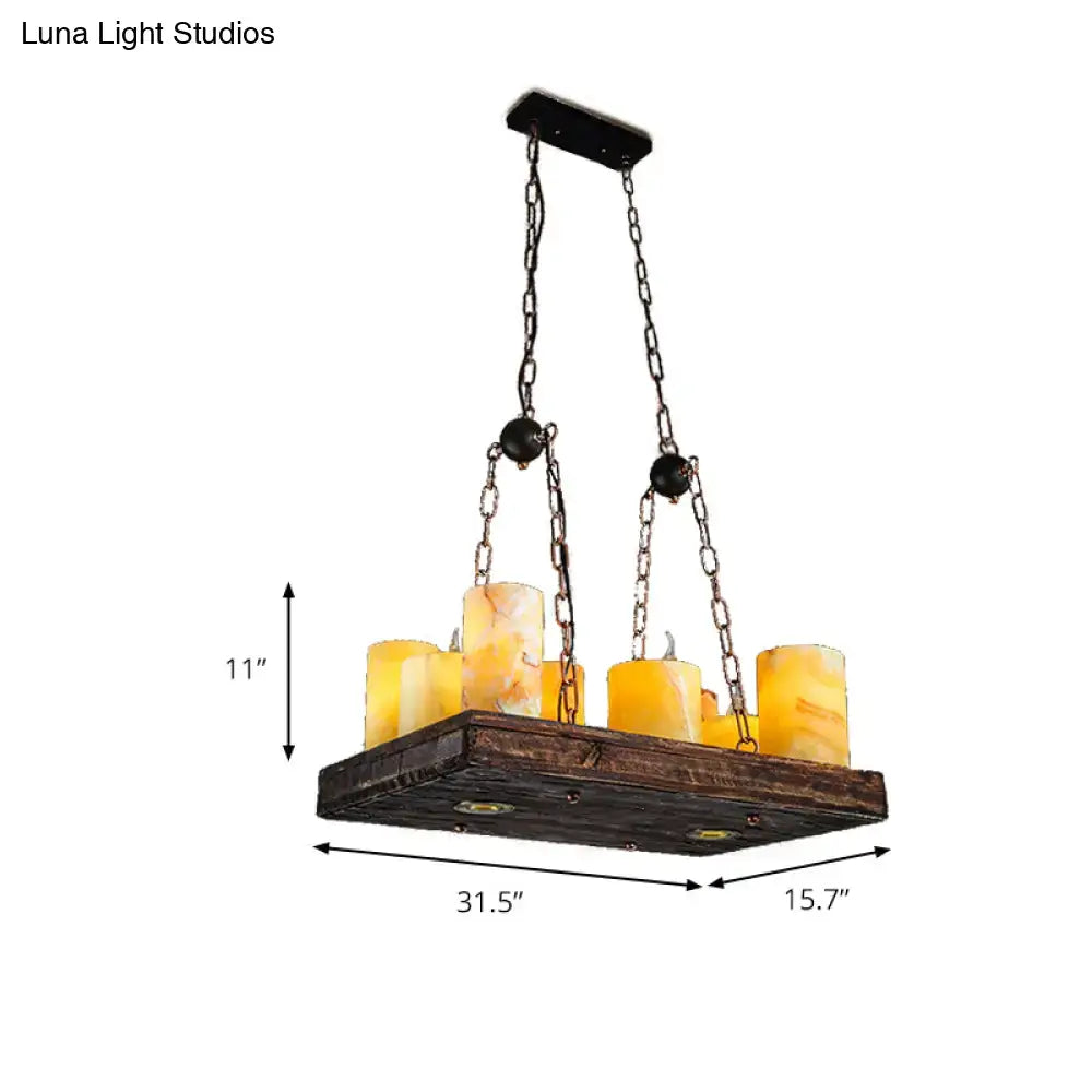 Rustic dark wood and amber candle light fixture dining room 220v-240v