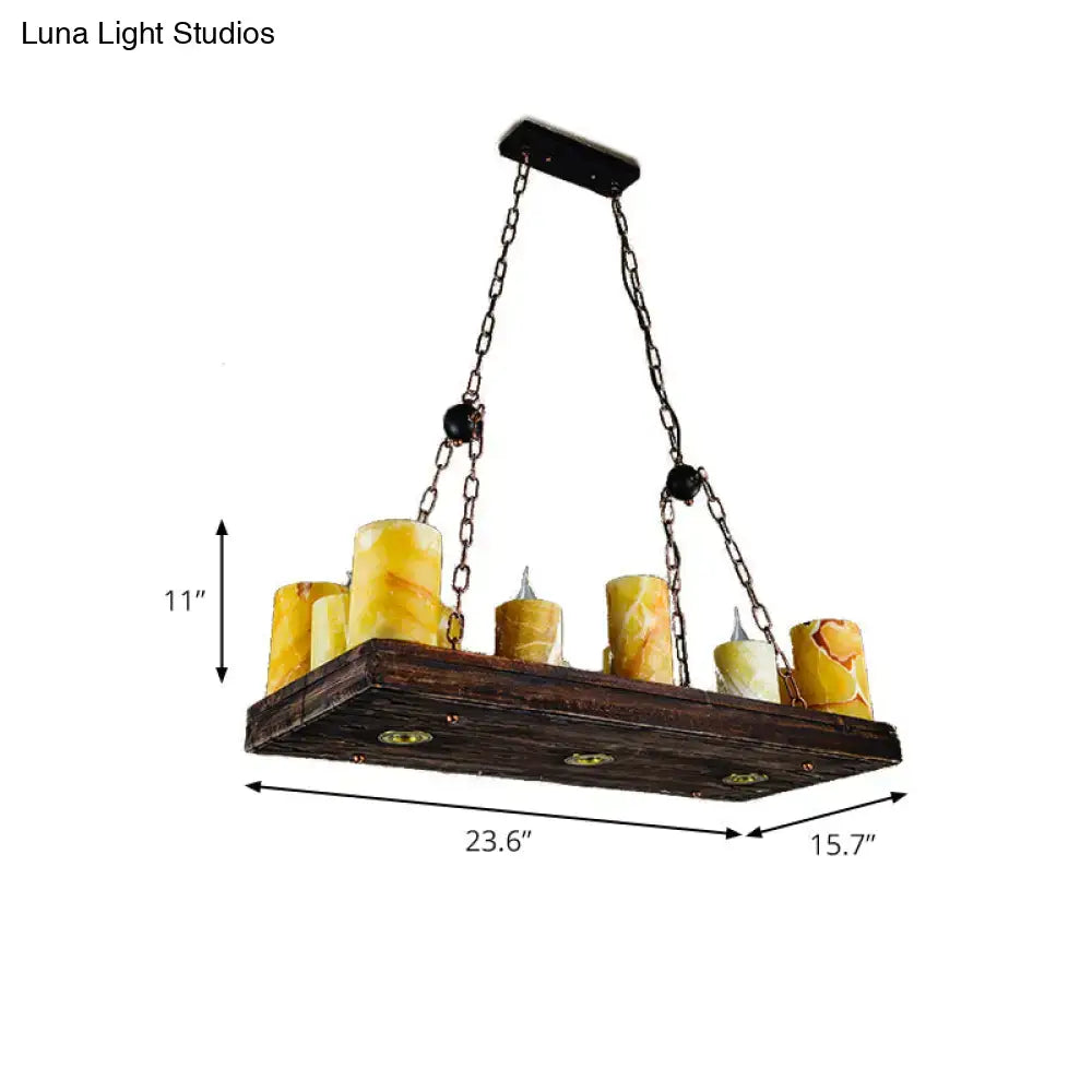 Rustic dark wood and amber candle light fixture dining room 220v-240v