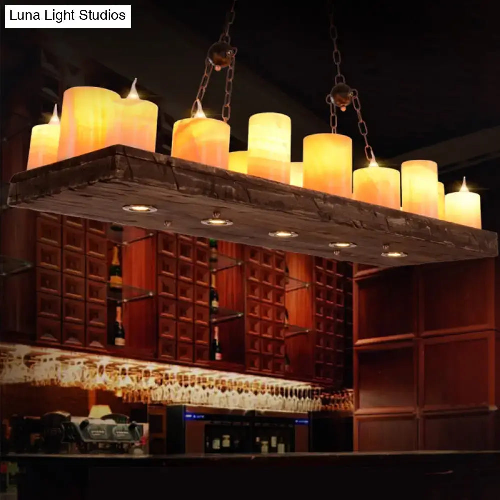 Rustic dark wood and amber candle light fixture dining room 220v-240v