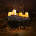 Rustic dark wood and amber candle light fixture dining room 220v-240v