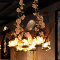 Rustic pink floral lantern pendant light dining room chandelier