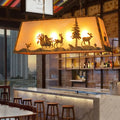 Rustic reindeer brown fabric trapezoidal island ceiling light dining room