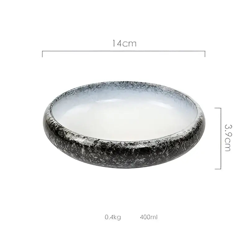 Rustic speckled white & black ceramic kimchi plate dining room dish