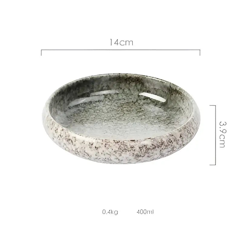 Rustic speckled white & black ceramic kimchi plate dining room dish