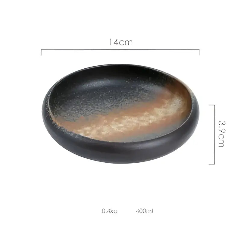 Rustic speckled white & black ceramic kimchi plate dining room dish