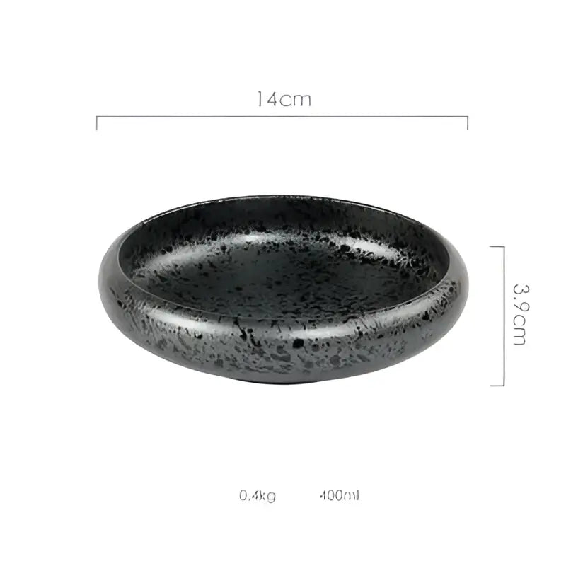 Rustic speckled white & black ceramic kimchi plate dining room dish