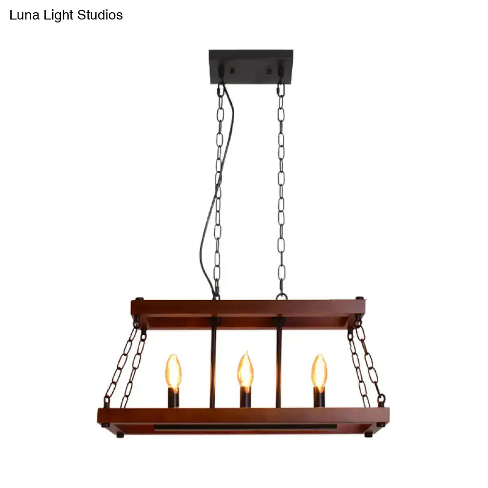 Rustic vintage brown wood chandelier dining room island light