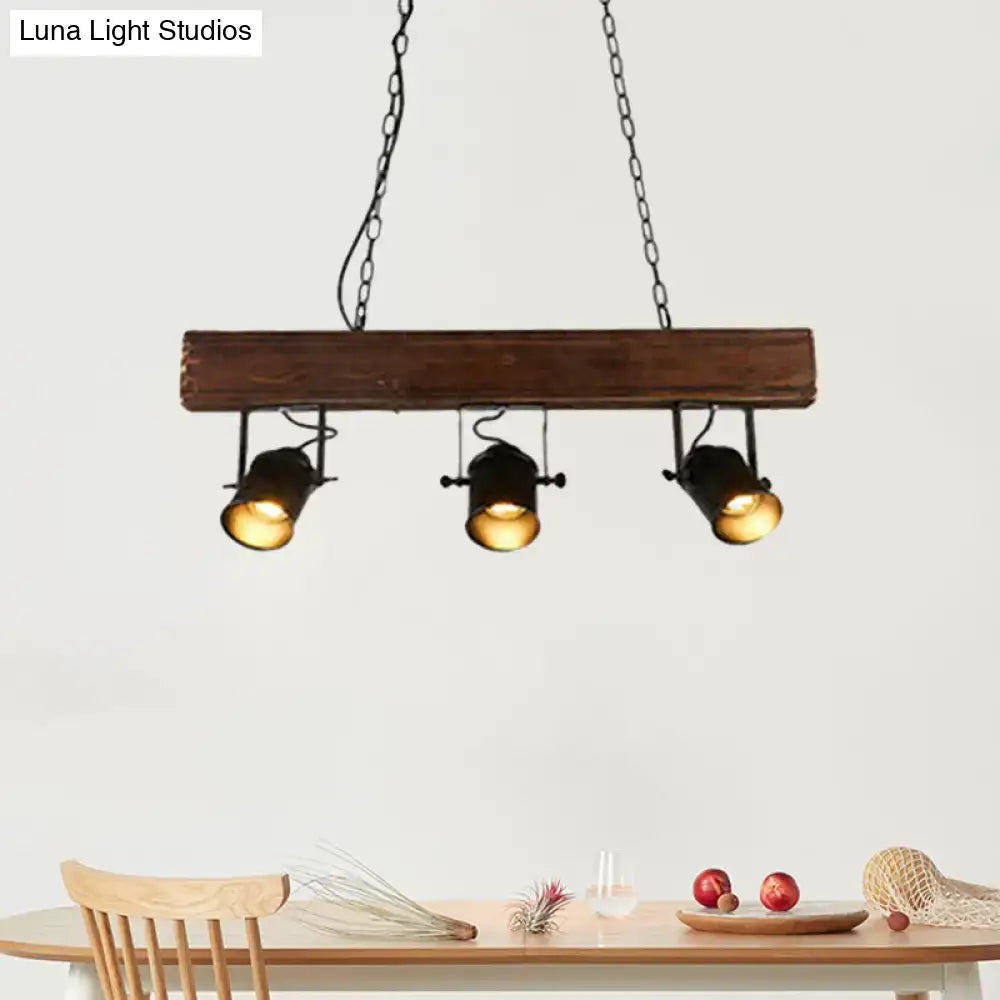 Rustic vintage linear wooden beam pendant light kitchen spotlight