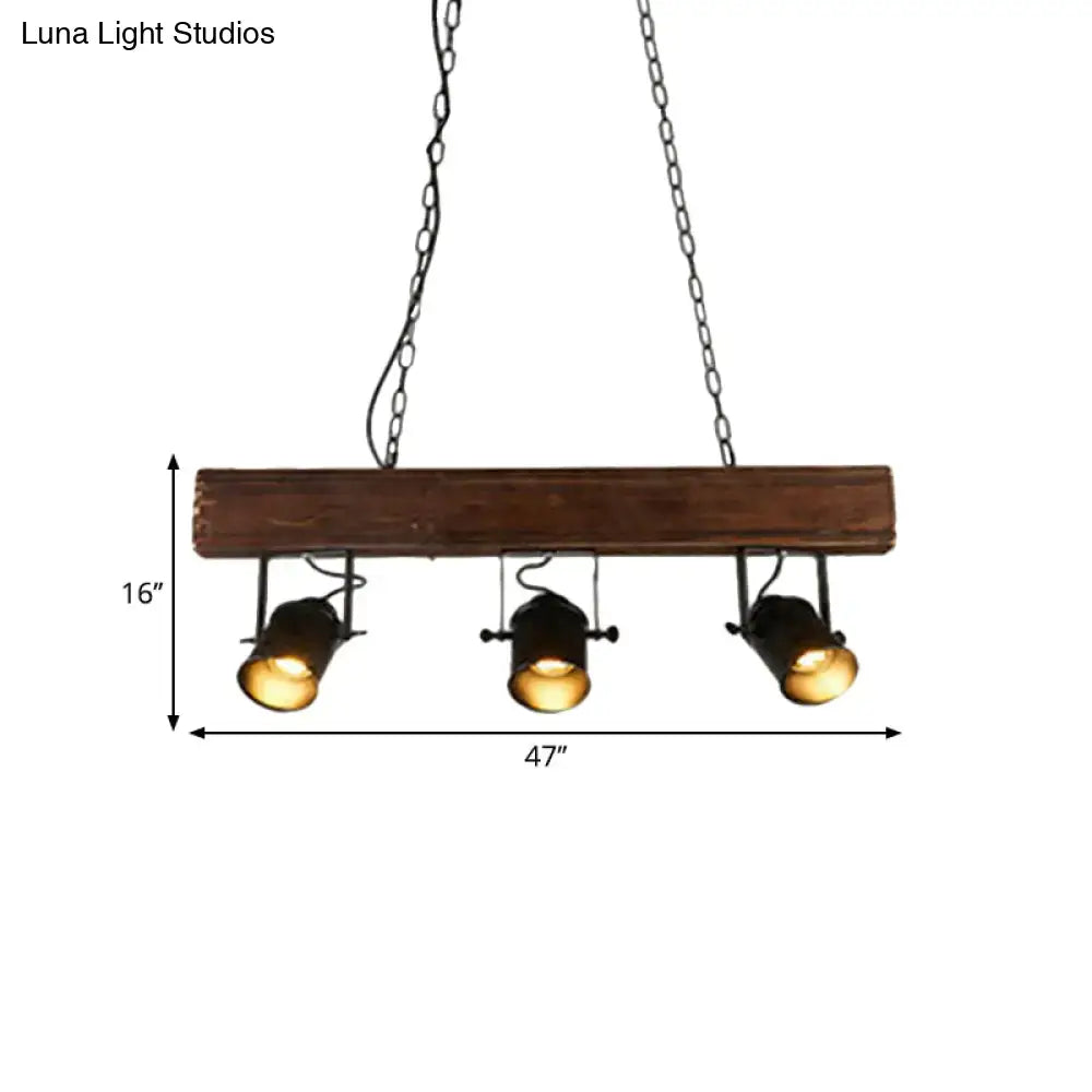 Rustic vintage linear wooden beam pendant light kitchen spotlight