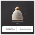 Rustic white concrete cement pendant light dining room wood detail