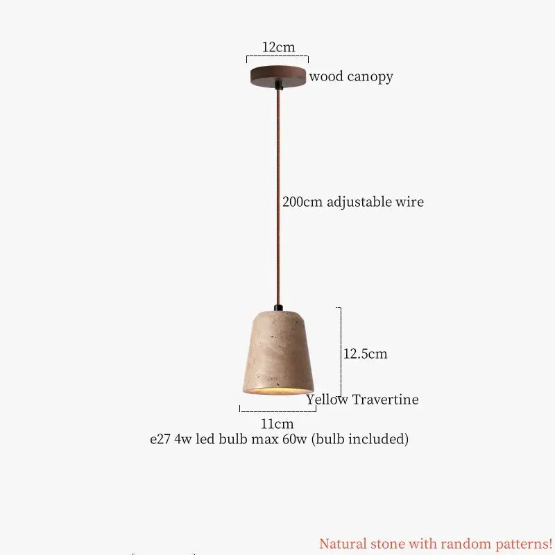 Rustic wood and travertine pendant lamp dining room columnar stone led