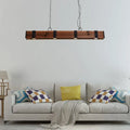 Rustic wood beam kitchen island pendant with black finish and 4 lights