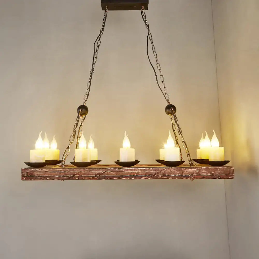 Rustic wood candelabra pendant light for dining room