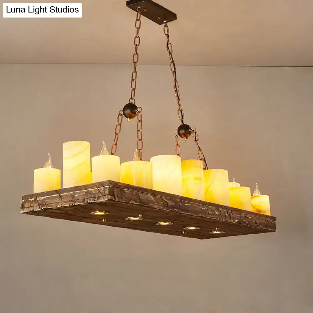 Rustic wood candelabra pendant light for dining room