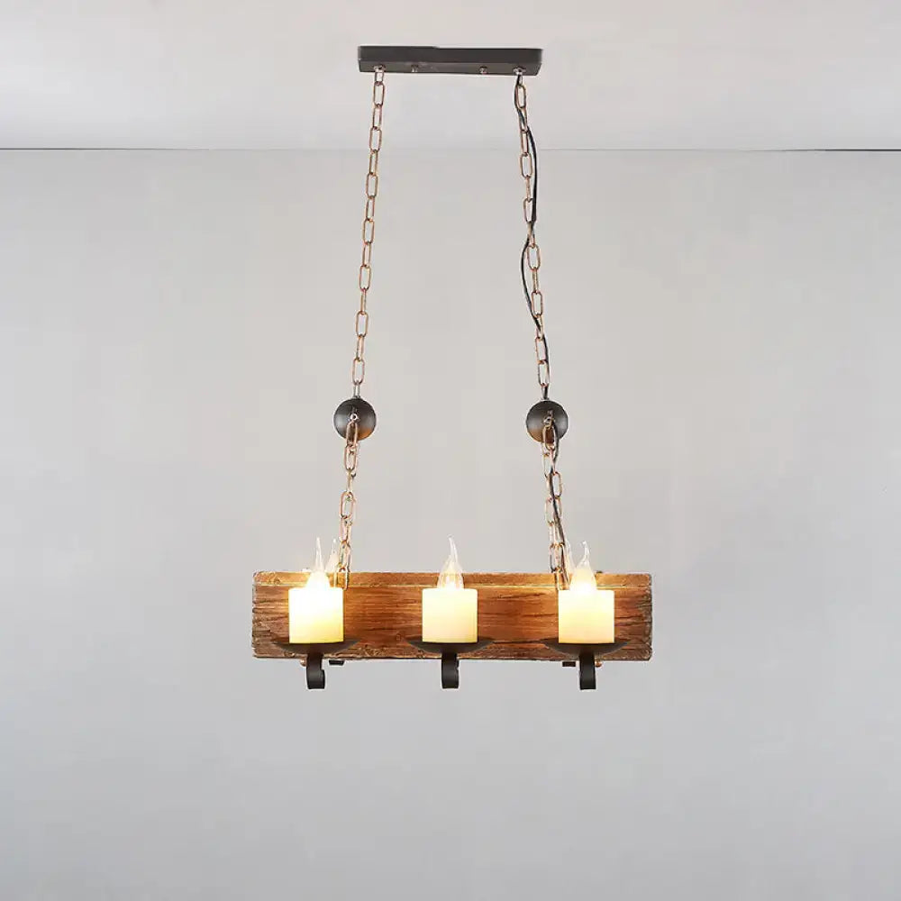 Rustic wood candelabra pendant light for dining room