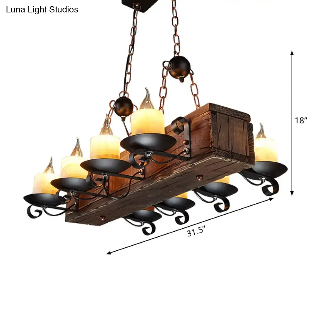 Rustic wood design candle pendant light dining room 220v-240v