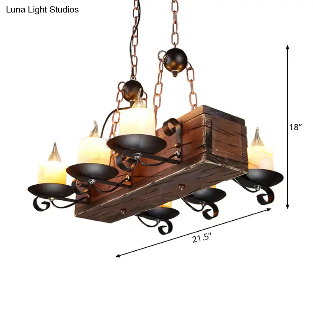 Rustic wood design candle pendant light dining room 220v-240v