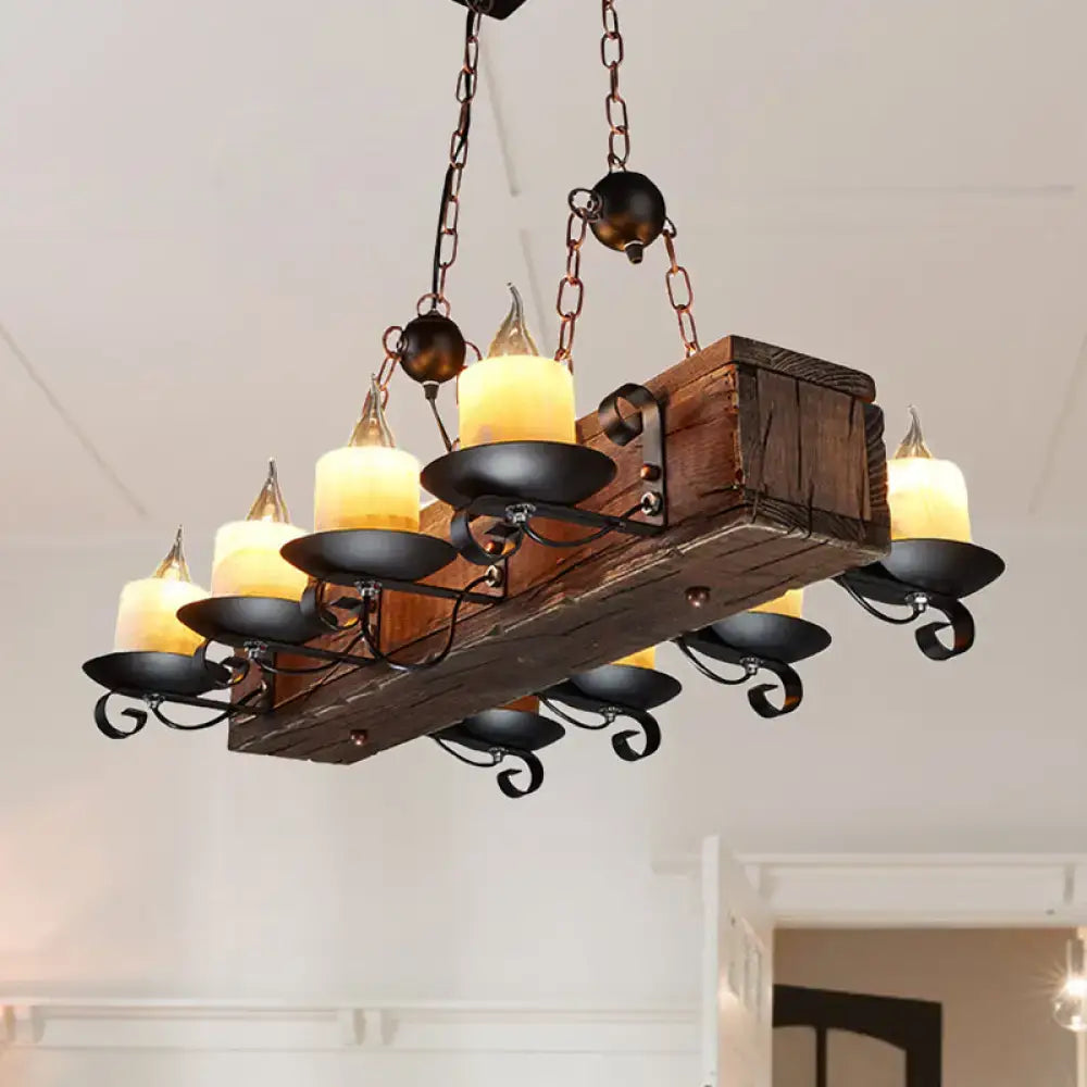 Rustic wood design candle pendant light dining room 220v-240v