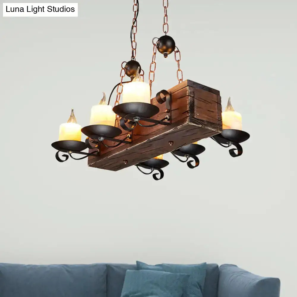 Rustic wood design candle pendant light dining room 220v-240v