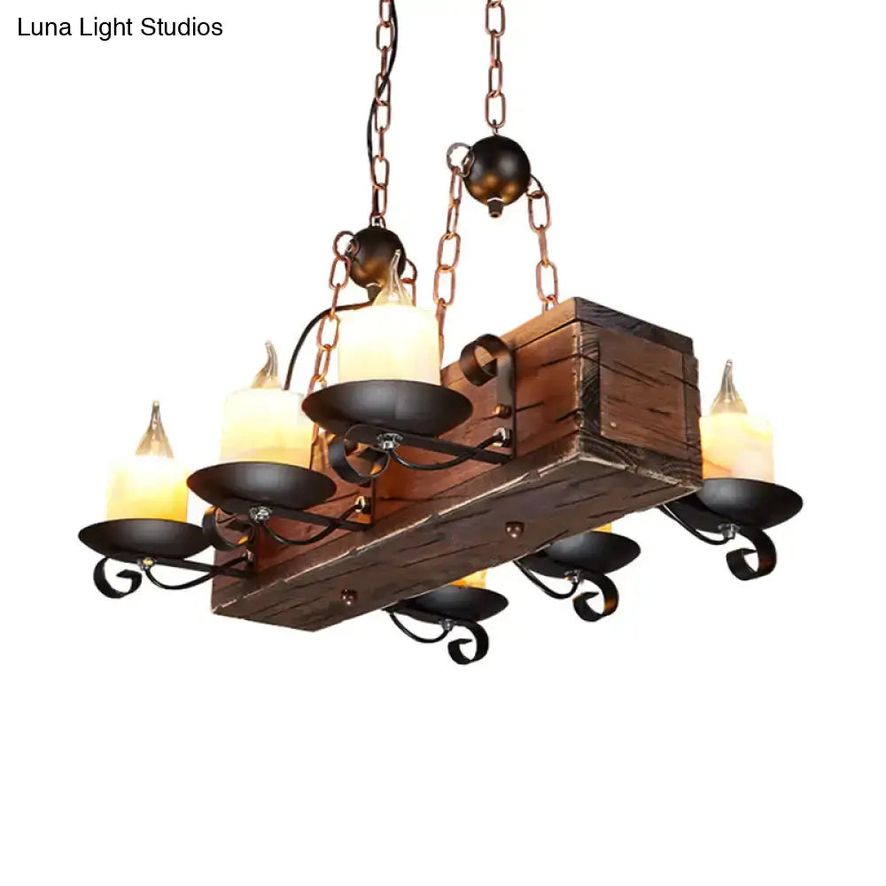 Rustic wood design candle pendant light dining room 220v-240v