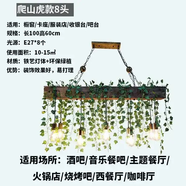 Rustic wood hanging chandeliers dining room planter with edison bulbs