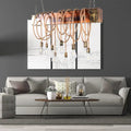 DecorBites™ rustic metal island lighting chandelier with wooden beam black antique brass coiled rope and exposed bulbs