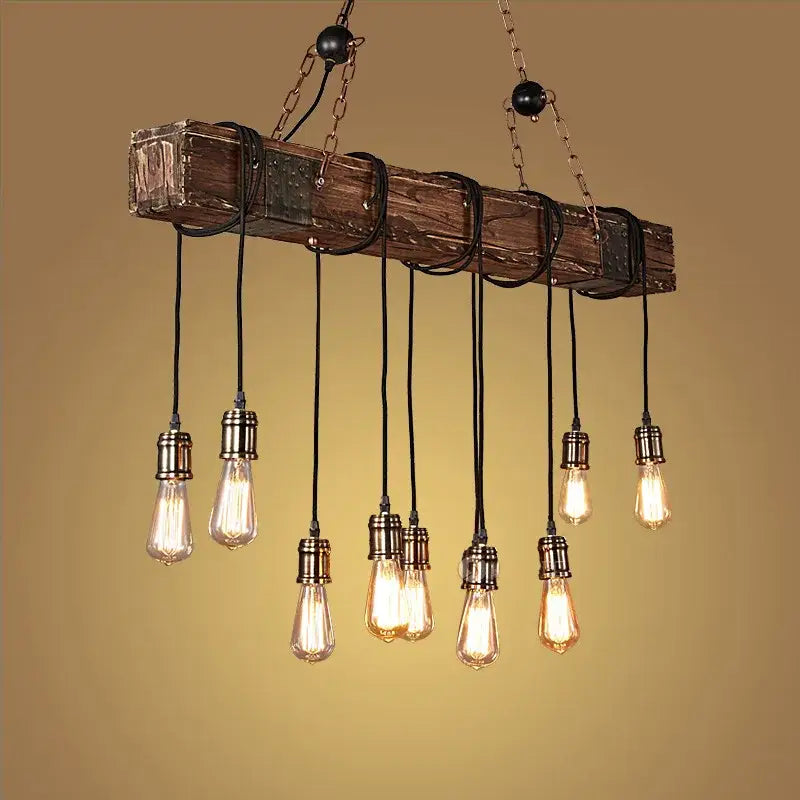Rustic wooden boat pendant lights dining room edison chandelier