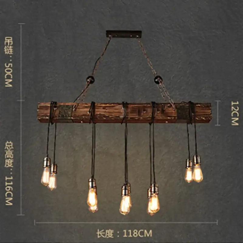 Rustic wooden boat pendant lights dining room edison chandelier