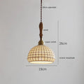 Scalloped white ceramic led pendant light bedroom wood and copper