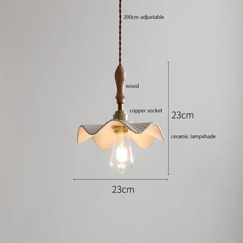 Scalloped white ceramic led pendant light for dining room