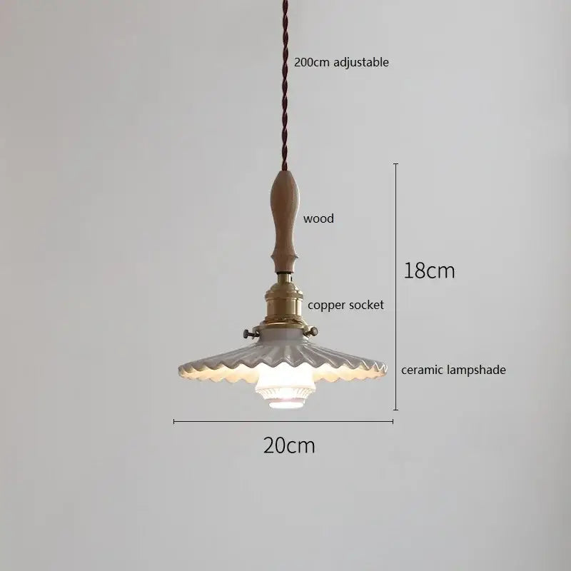 Scalloped white ceramic led pendant light for dining room