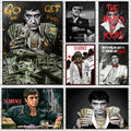 Six framed scarface tony montana canvas wall art prints featuring black and white and stylized color designs