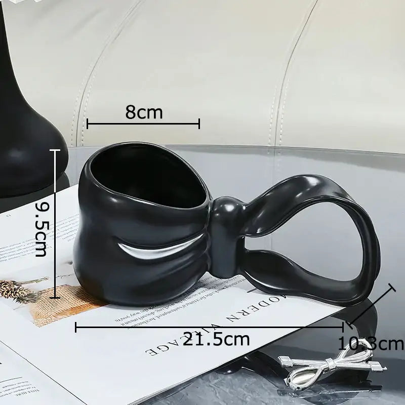 Sculpted bowknot ceramic coffee mug kitchen tea cup