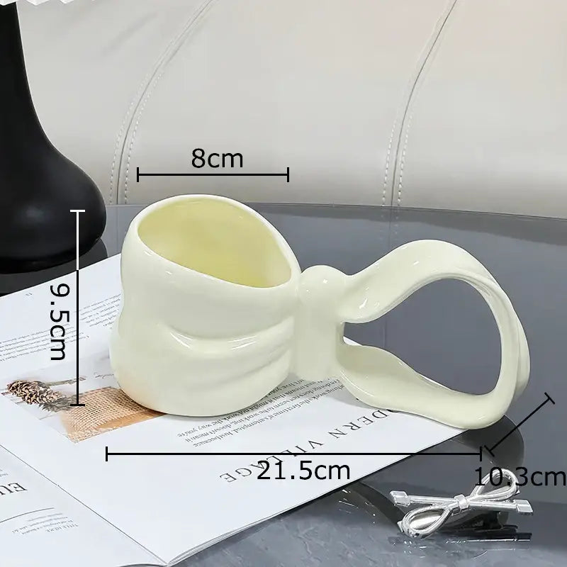 Sculpted bowknot ceramic coffee mug kitchen tea cup