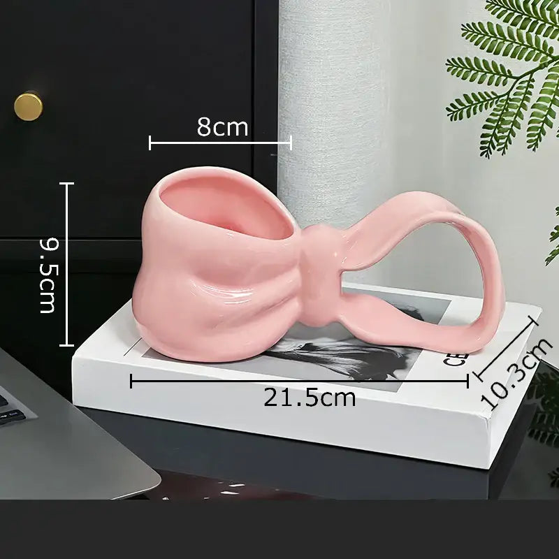 Sculpted bowknot ceramic coffee mug kitchen tea cup