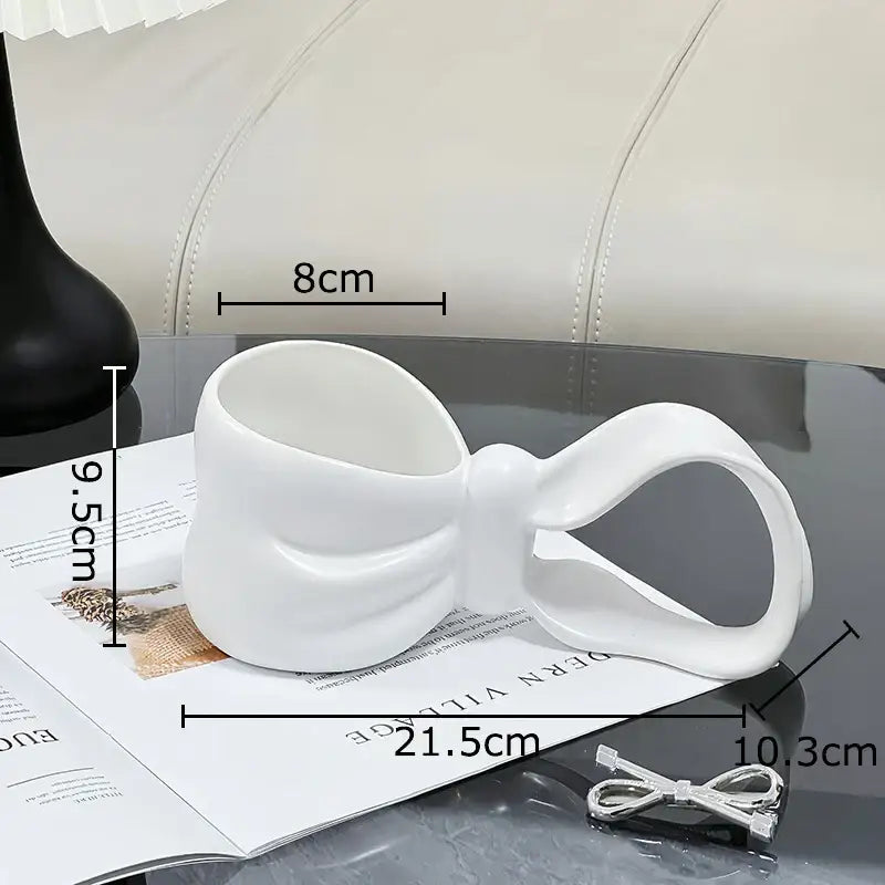 Sculpted bowknot ceramic coffee mug kitchen tea cup
