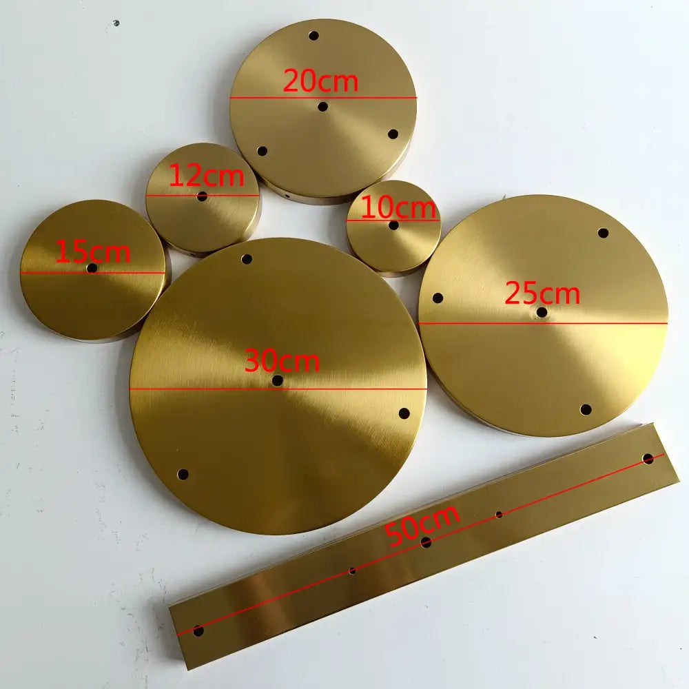 Set of 6 brushed brass ceiling plate lamp bases kitchen diy kit