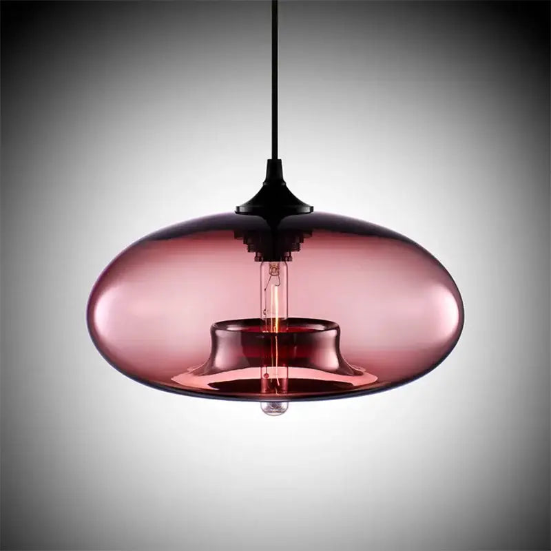 Set of five colorful glass pendant lights for dining room kitchen