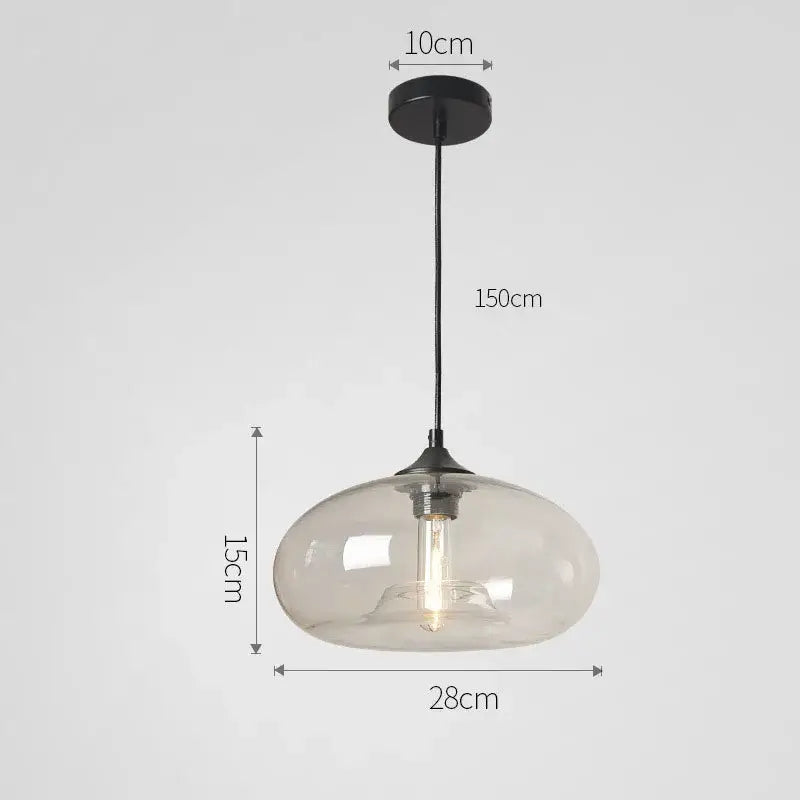 Set of five colorful glass pendant lights for dining room kitchen