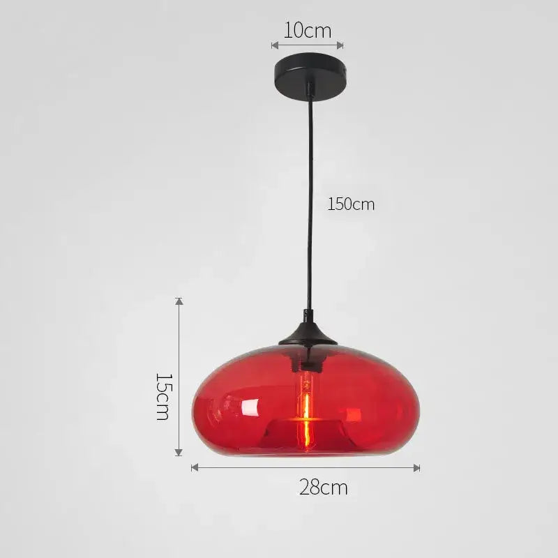 Set of five colorful glass pendant lights for dining room kitchen