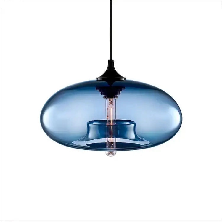 Set of five colorful glass pendant lights for dining room kitchen