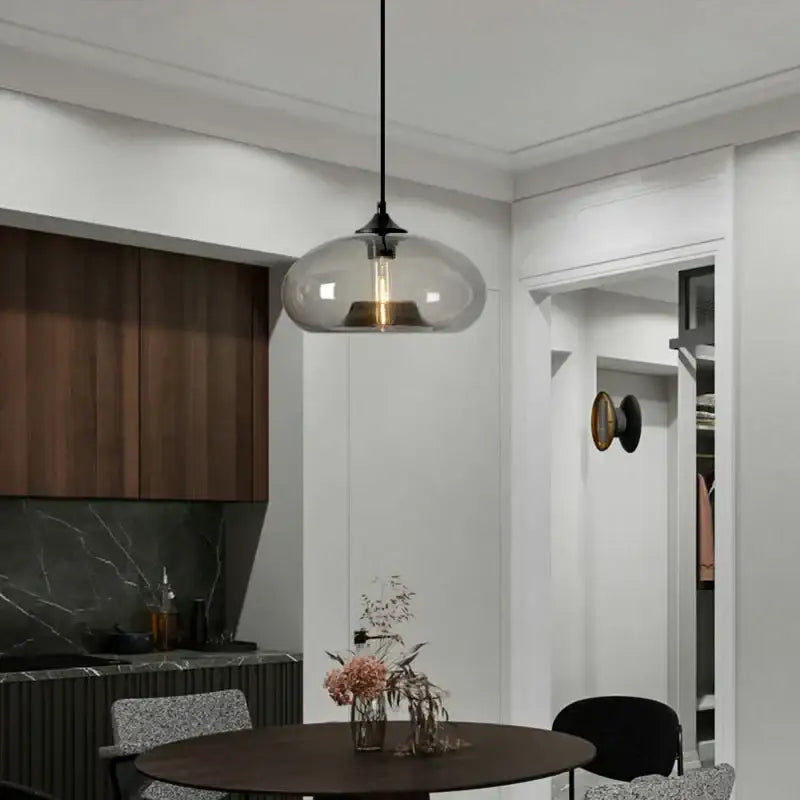 Set of five colorful glass pendant lights for dining room kitchen