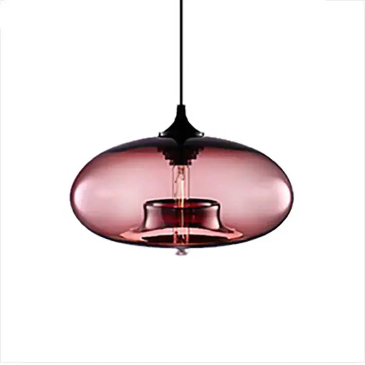 Set of five colorful glass pendant lights for dining room kitchen