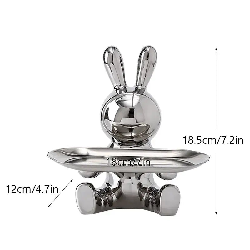 Silver decorbites astronaut rabbit resin tray office storage decor