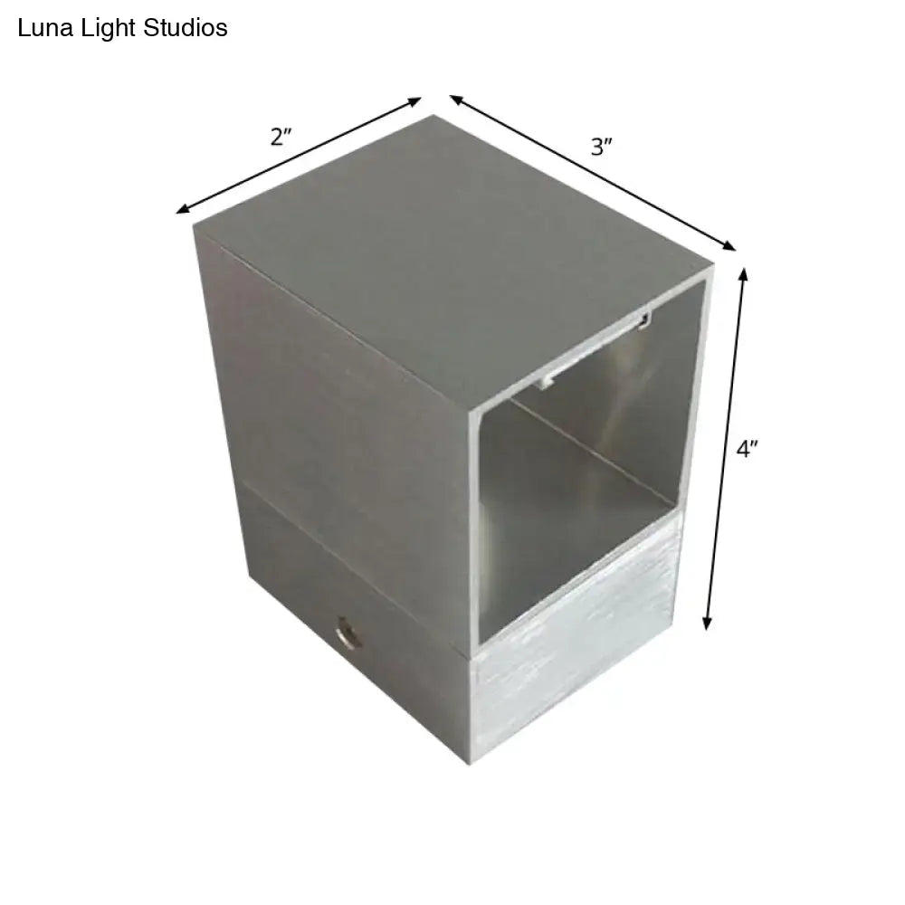 Silver rectangular metallic wall mount light bedroom multicolor led